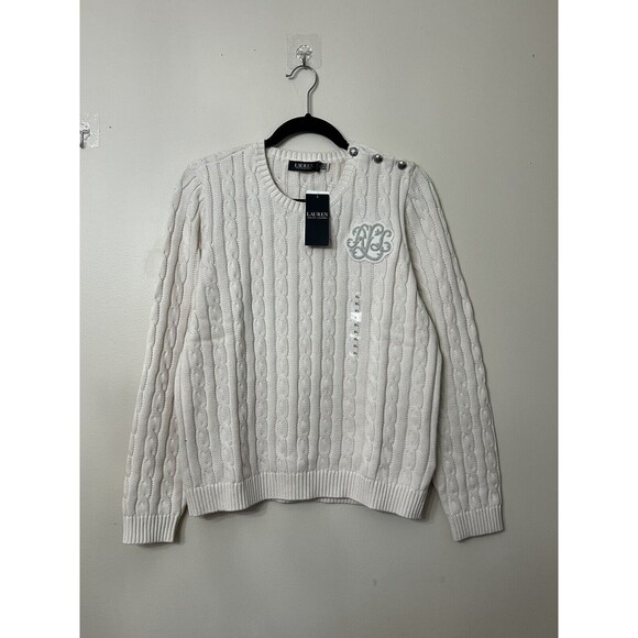 Polo Ralph Lauren Women’s XL Black label Cable Knit Sweater 100% Cotton NWT - Picture 1 of 5